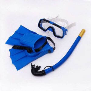 Adjustable Swim Fins and Snorkel Combo Blue